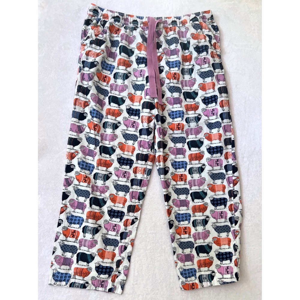 Sleepโ Sense Pajama Pants White Sheep Print Portuguese Flannel XL